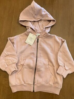 100% Organic Cotton Zip-front Hoodie for Kids, Tan-peach